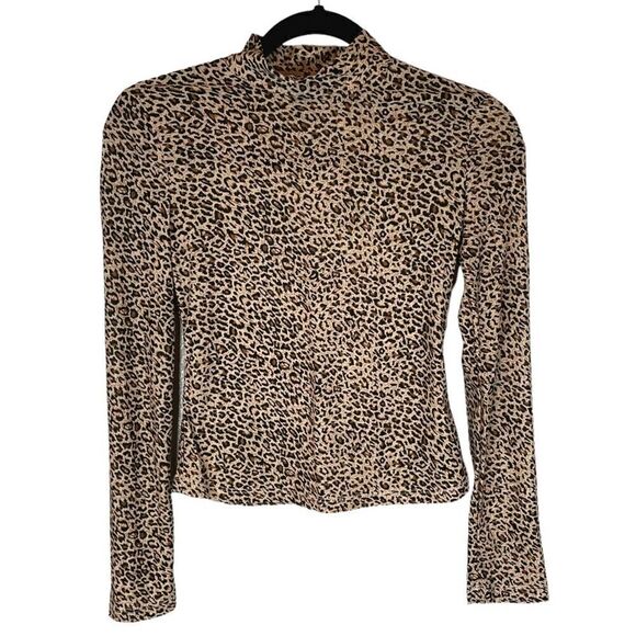 SHEIN Leopard Print Long Sleeve Fitted Top - Picture 1 of 5